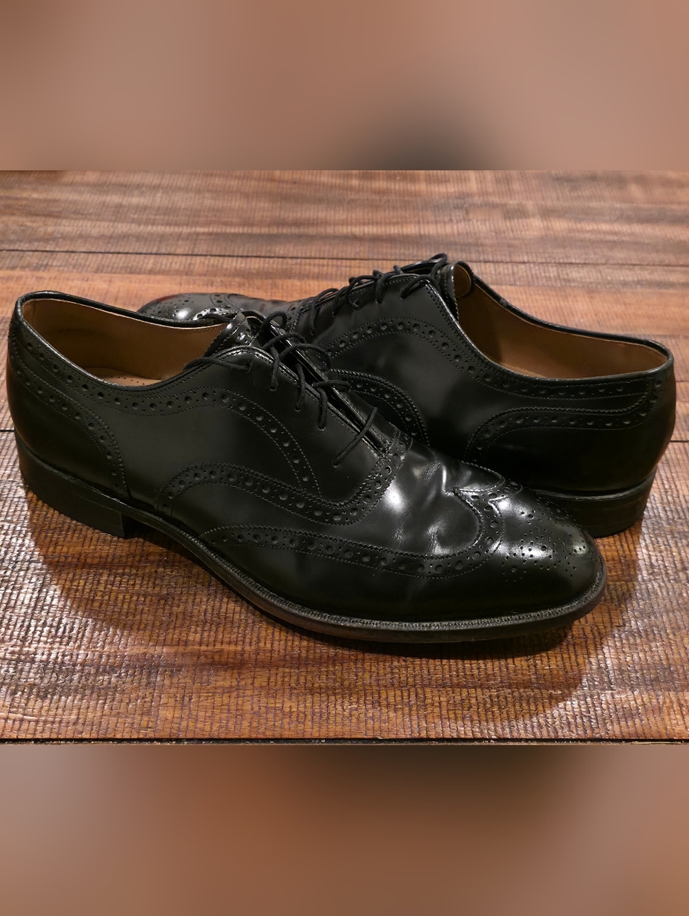 Johnston & Murphy Waverly Wingtip Oxford Black Leather Dress Shoes Men’s 11 D/B